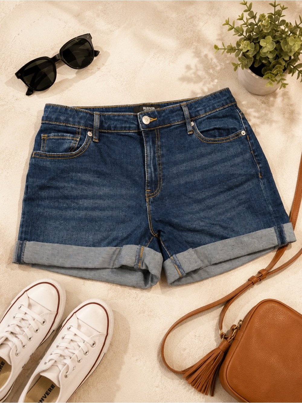 Hudson Jean Shorts Womens 29 Blue Cuffed Cutoff Denim 5 Pocket Casual Summer (y)